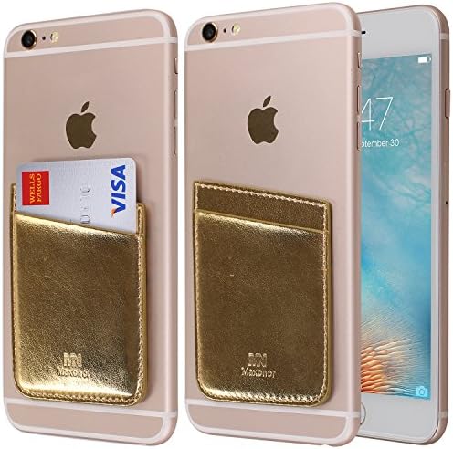 Stick on Wallet Lite Faux Leather Ultra-slim 3M Adhesive Card Holder Case (Gold)