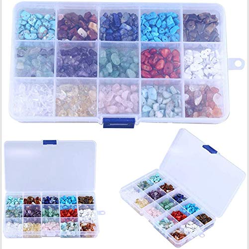 Rayocon Natural Crystal Chips Irregular Stone Beads Kit with Metal Beading Wire and Elastic String for Jewelry Making… - Afbeelding 6