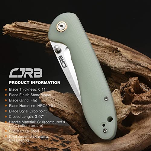 CJRB Folding Knife Feldspar Pocket Folding Knife Stonewash D2 Steel ...