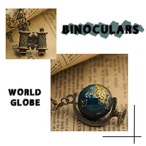Barogirl Earth Globe Necklace Telescope Vintage World Travel Accessories Jewelry for Women and Girls