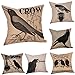 Decorative Throw Pillow Cases,Woaills Halloween Crow Linen Sofa Cushion Cover Home Decor With Hidden Zipper 18