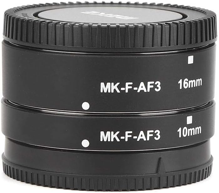10mm 16mm Camera Extension Tube Auto Fucus Macro Extension Tube Auto Focus AF Macro Lens Ring MK-F-AF3 Plating Compatible for Fuji X Mount Whole Series X-T1 X-T2 X-Pro1 X-Pro2 X-T10 X-A1 etc