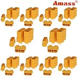 Amass 10 Pair XT90 XT-90 Male Female Bullet Connectors Power Plugs with Heat Shrink for RC Lipo Battery Motor