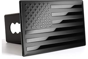Bonrcea American Flag Metal Trailer Hitch Cover for 2 inch Receivers Matte Black