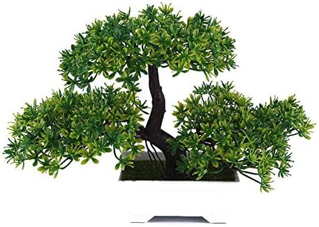 Morehappy7 Artificial Bonsai Tree Welcoming Plant Potted Bonsai Fake Mini Flower Green Plant Pine Pot Vase Wedding Home Decoration