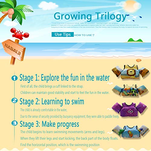 VIEKUU Toddler Swim Vest Child Life Jacket Kids Life Vest Swimming Pool Training Swim Aid for Baby Learn to Swim 2-6 Years Old 15-30KG(Hippocampus)