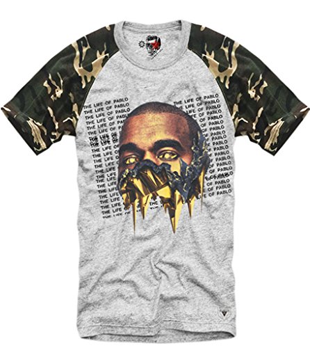 E1SYNDICATE GREY CAMO T-SHIRT KANYE WEST PABLO YEEZUS PICASSO ESCOBAR S-XL
