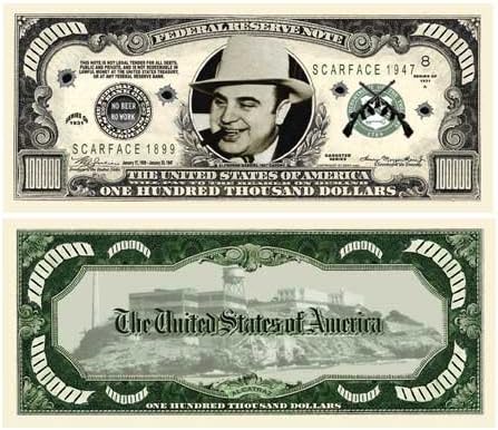 Amazon Com Set Of 5 Bills Al Capone One Hundred Thousand Dollar Bill Toys Games