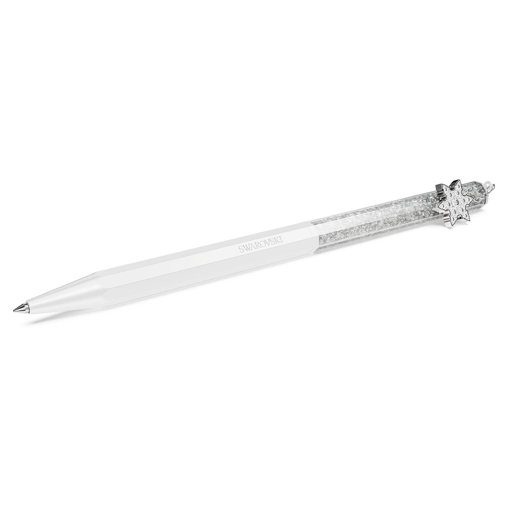 Swarovski Crystalline Ballpoint Pen, Octagon Shape, Snowflake, White, White Lacquered