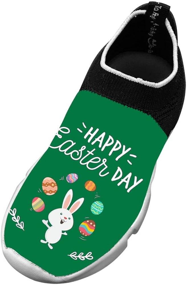 Kids Easter Egg Pink Bunny Fly Knit Running Shoes Mesh