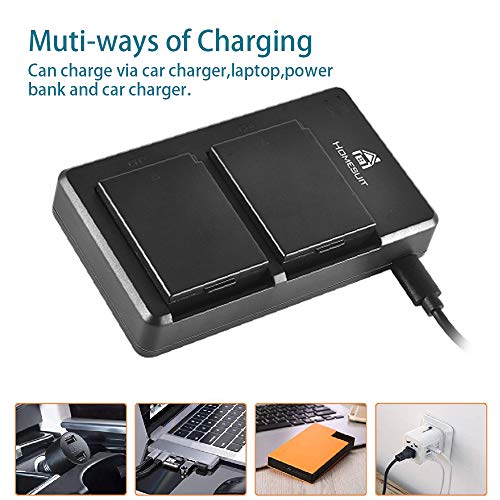 Homesuit LP-E10 Camera Battery Charger Set for Canon EOS Rebel T3, T5, T6, T7, Kiss X50, Kiss X70, EOS 1100D, EOS 1200D, EOS 1300D (2-Pack, 1600mAh, 3 Charging Options) - Thumbnail 3