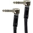 Monoprice Premier Series 1/4 Inch (TRS) Guitar Pedal Patch Cable Cord - 8 Inch - Black with Right Angle Connectors