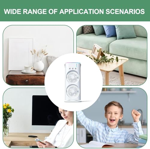 Holdonelight Portable Air Cooler Fan, 3 Speeds, Double-Headed Spray, Humidifying Outlets, White