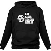 Tstars Eat Sleep Soccer Repeat Hoodie - Sporty Sweatshirt Men & Boys - Gift for Coaches, Teen Players, and Sports Fans