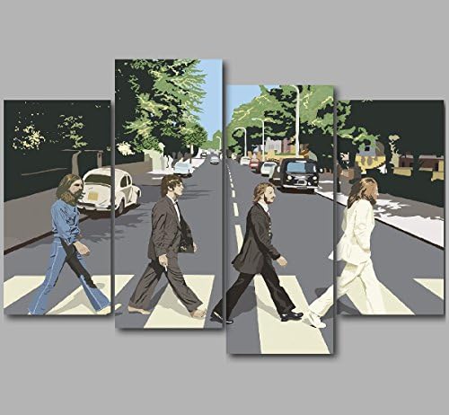 RWH Photography XL 50" x 34" The Beatles Abby Road Classic Art Ringo Lennon Star McCartney 4 Panel Split Canvas Picture Wall Art