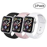 BicasLove Compatible for Apple Watch Band 38mm Silicone Replacement Sport Strap Compatible for iWatch Bands Women Men S/M 3 Pack A