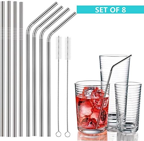 Stainless Steel Straws, Reusable FDA-Approved Ultra Long 10.5 inch Metal Drinking Straws Universally Fits 16 oz - 40 oz cups including RTIC and Yeti 20 oz 30 oz and FIREKI 40 oz Tumblers (26.7)