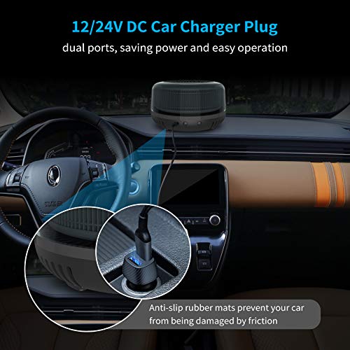 QUEENTY Air Purifier for Car, HEPA Car Air Purifier with Activated Carbon Filter, Mini Air Ionizer for Vehicles, Auto, Office and Small Space with Car Charger