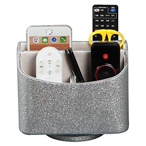 Leather Remote Control Holder, 360 Degree Spinning Desk TV Remote Caddy
