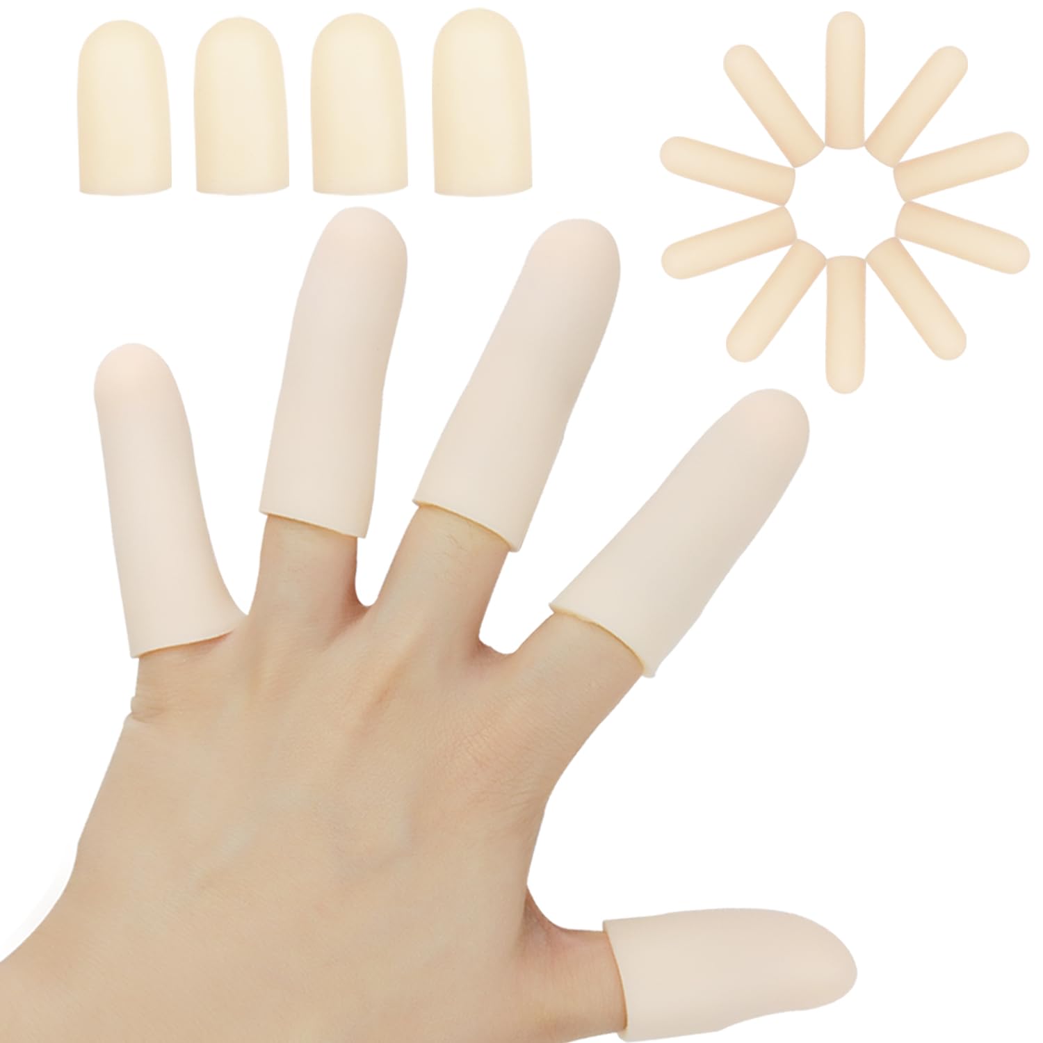 Pnrskter Gel Finger Cots, Finger Protector Support(14 PCS), Great for Hand Eczema, Cracking, Arthritis and More
