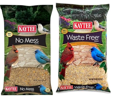 KAYTEE WILD BIRD (NO MESS OR WASTE FREE) FOOD SEED BLEND FOR BLUE JAYS, WOODPECKERS, JUNCOS, CARDINALS, GROSBEAKS, SPARROWS, AND FINCHES, 10 POUND, (PACKAGING MAY VARY)