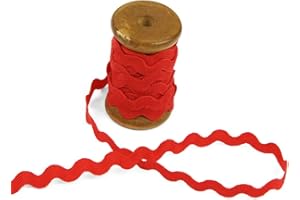 BIAS BESPOKE 3 Yards of Polly 5mm Rigid RIC-Rac Trim on a Wooden Spool, Tomato Red