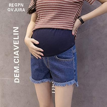 white maternity jean shorts