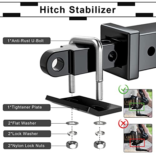 Hitch Tightener for 1.25" and 2" Hitches LIBERRWAY 304 Stainless Steel
