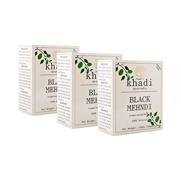 Vagad's Khadi Combo Black Mehndi Ammonia Free Henna 300 gm Pack of 3
