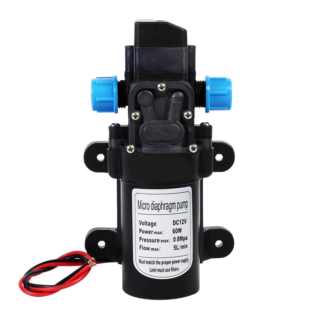 12V Diaphragm Pump High-Pressure Self Priming with Built-in Pressure Switch for Car Washing Boat Cleaning and Garden Watering DC 12V 5L/min 115Psi