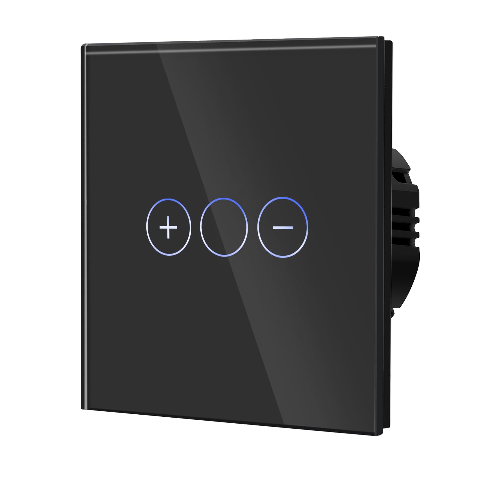 BSEED Dimmer Touch Switch with Glass, No Neutral Wire Required,Tempered Glass Panel with LED Indicator, Compatible with Dimmable LED/Halogen/Incandescent,1 Gang 1 Way,86mm Black