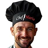 THE APRONPLACE Made in USA Personalized Chef Hat with Custom Embroidery for Adults and Kids Cooking BBQ Gift Add a Name to Chef Knife Design