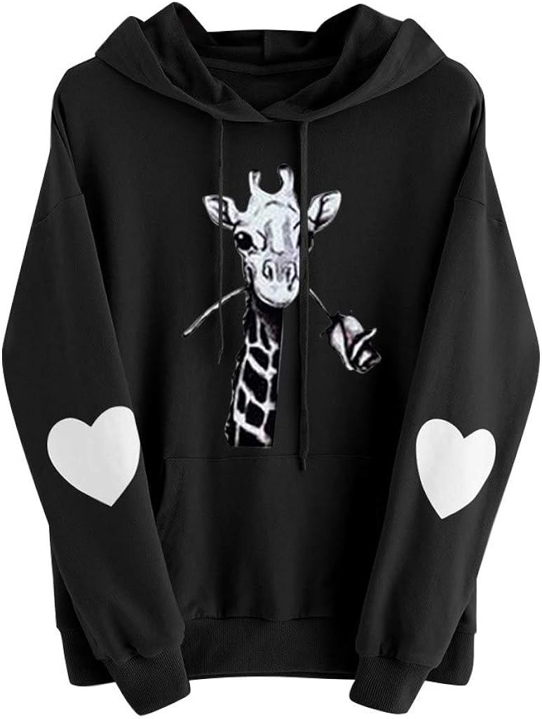 Amazon.com: COOKI Women's Cute Elks Heart Jumper Hoodies Long Sleeve Pullover Sweatshirts Casual 