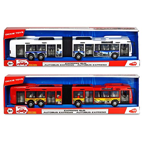 Dickie 203748001312 Toys City Express Bus, Gelenkbus, Spielzeugbus, Spielzeugauto, Türen zum Öffnen, 46 cm, weiß – Bild 4