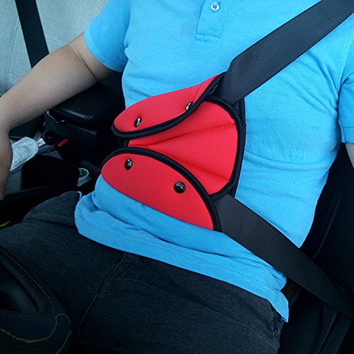 COGEEK Car Safety Belt Cover Adjuster Secured Seat Fit Toddler Kid Baby Adult Secure (Red) - Thumbnail 3