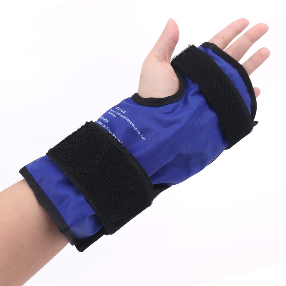 NEWGO Wrist Ice Pack Wrap, Reusable Gel Ice Packs for Hand Injuries, for Carpal Tunnel, Rheumatoid Arthritis, Tendonitis, Sports Injuries, Swelling, Bruises, Sprains (Blue)