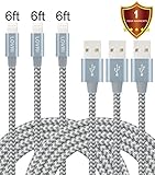 LOVRI 3Pack 6FT iPhone Nylon braided Lightning Cable USB Charging Cable Cord for iPhone 7/7plus/6s/6s plus/6plus/6/5s,iPad Mini, Air,iPad5,iPod,Compatible with iOS10.(gray)