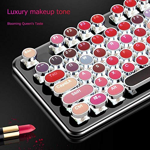 MOGOI Retro Mechanical Gaming Keyboard, Lipstick Keyboard Waterproof Wired Gaming Keyboard Luxury Palette 104 Keys Metal Panel for Windows PC Desktop Computer Women Girls