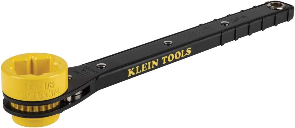 Klein Tools KT152T 4-in-1 Lineman's Slim Ratcheting Wrench with Long, Ridged Handle for Grip and Leverage