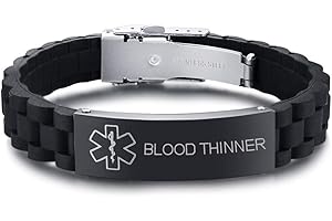 XUANPAI Personalized Engraving Silicone Medical Alert ID Bracelet Emergency Wristband for Men,Adjustable