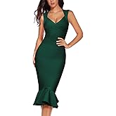 Shoulder Strap Sleeveless Fishtail Midi Bandage Dress for Women Bodycon Club Party Evening Dresses