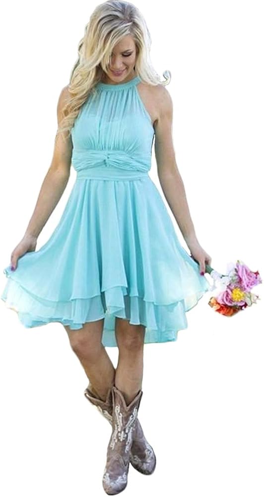 women's knee length country bridesmaid dress western wedding guest dress