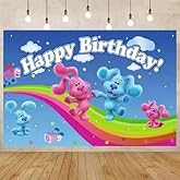 5 * 3ft Blue Dog Backdrop Themed Birthday backgroud Backdrop for Indoor Party Party Decorations Supplies