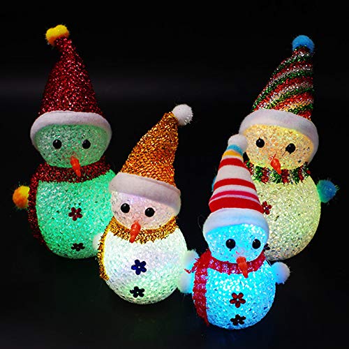 biuday 1 Pc LED Enciende el muñeco de Nieve, decoración navideña estatuilla acrílico decoración navideña, Colores al Azar