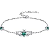 Cargari Infinity Love Heart/Claddagh Bracelet for Women 925 Sterling Silver Charm Link Bracelet Adjustable Valentine’s Day Jewelry Gift for Her