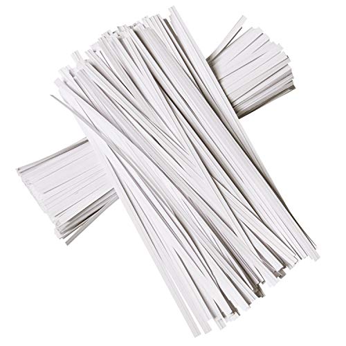 CandyHome 1000 Pcs 6" Paper White Twist Ties Bread Ties for Party Cello Candy Bags Cake Pops - Thumbnail 2