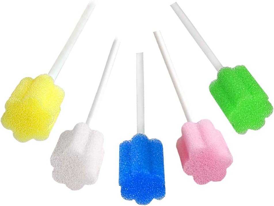 Cheercare Oral Swabs Disposable- Unflavored and Untreated Patients Pet Mouth Tooth Cleaning Sponge 250 counts 5 Colors