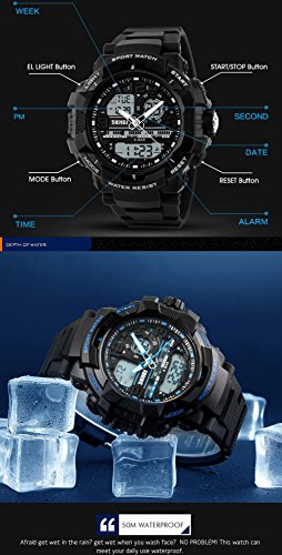 Gosasa Students Sport Watch Men Electronic Digital Analog Watch Waterproof Wristwatches