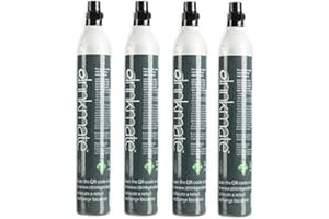 Drinkmate Threaded 60L CO2 Exchange Cabonation Cylinders, Compatible w/SodaStream (Screw-In), Aarke, Ninja Thirsti, 14.5 Oz, Cartridge Gas Canister Refill (Set of 4)