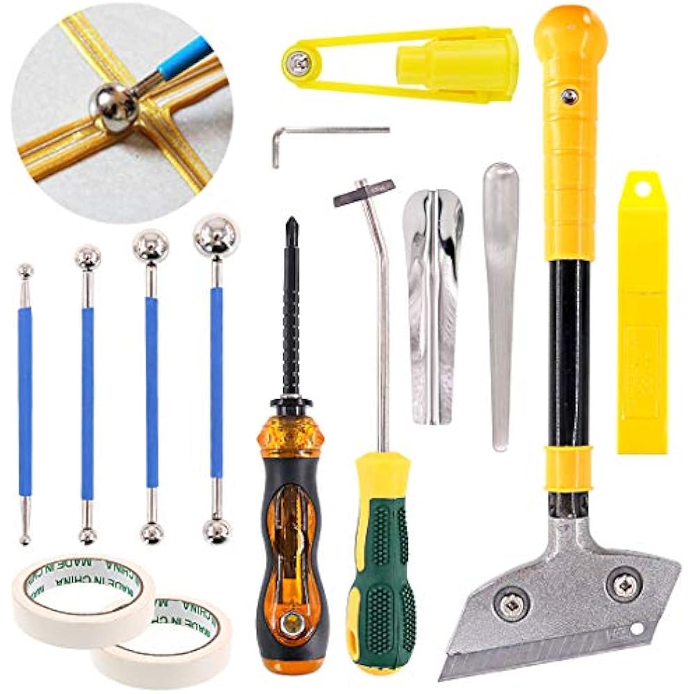 14 Pieces Caulking Tool Kit Silicone Sealant Finishing Tools Metal